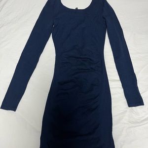 blue long sleeve dress